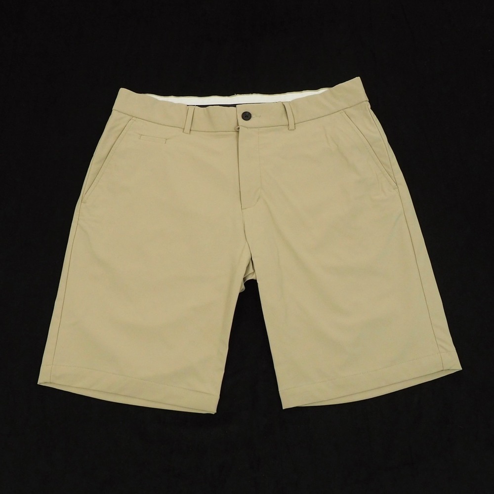 KJUS Ike Golf Shorts Mens 34 Khaki Brown Chino Regular Fit Flat Nylon Tech Blend